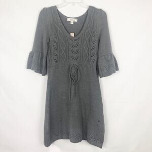 NWT Decree 100% Acrylic Bell Sleeve Eyelet Sweater Dress